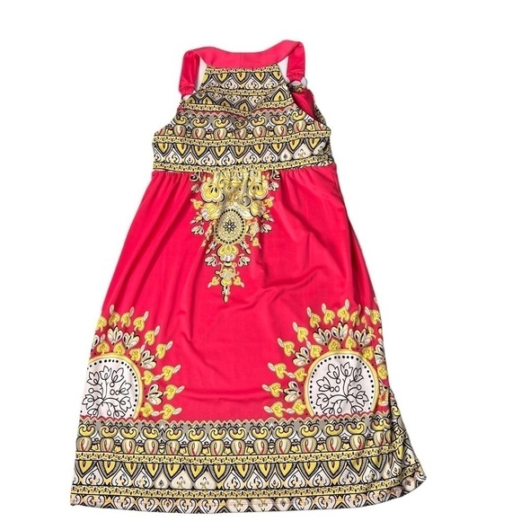 NWT INC Coral Pink Patterned Sleeveless Halter Dress With Rhinestones Size M - Picture 5 of 16